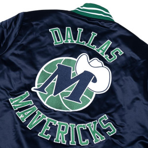 M&N NBA Dallas Mavericks Heavyweight Satin Jacket ''Navy Blue''