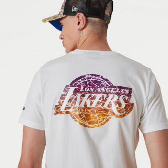 New Era NBA Team Colour Water Print LA Lakers T-Shirt ''White'' 